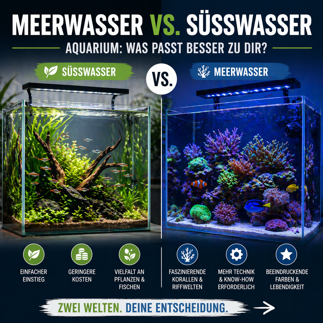 Meerwasser vs. Süßwasser Aquarium: Was passt besser zu dir?