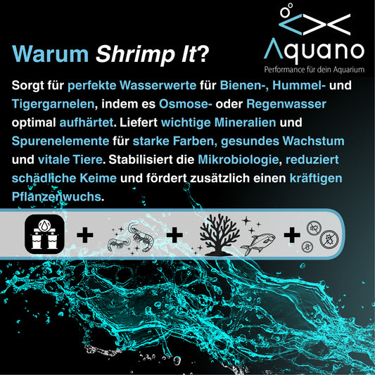 Shrimp it – Mineral GH+  Aufhärtesalz für Garnelen - Aquano - Performance für dein Aquarium