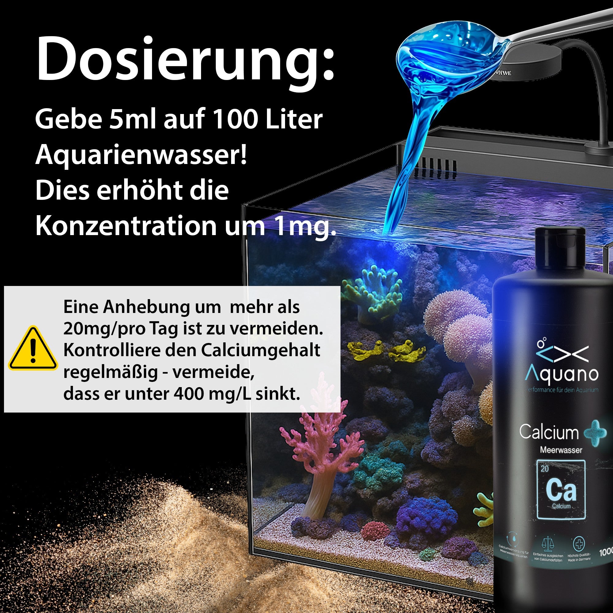 Calcium Plus 1000ml –  Calcium Fluid für Meerwasseraquarien - Aquano - Performance für dein Aquarium