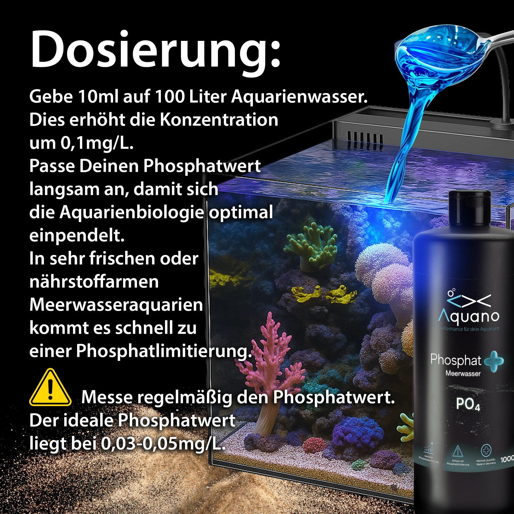 Phosphat Plus 1000ml – Phosphat Konzentrat für Meerwasseraquarien - Aquano - Performance für dein Aquarium