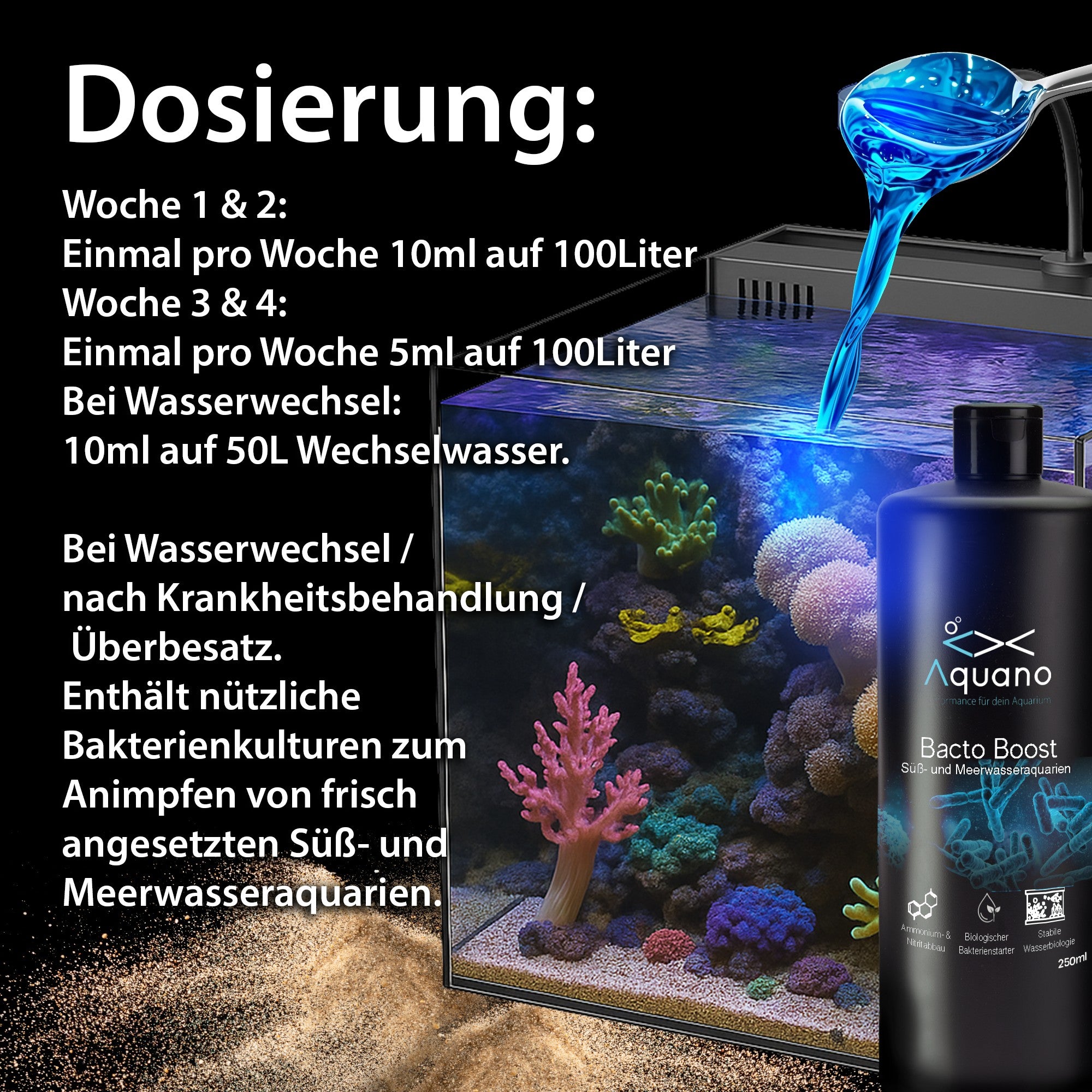 Bacto Boost 250ml – Bakterienstarter für Süß- & Meerwasseraquarien - Aquano - Performance für dein Aquarium