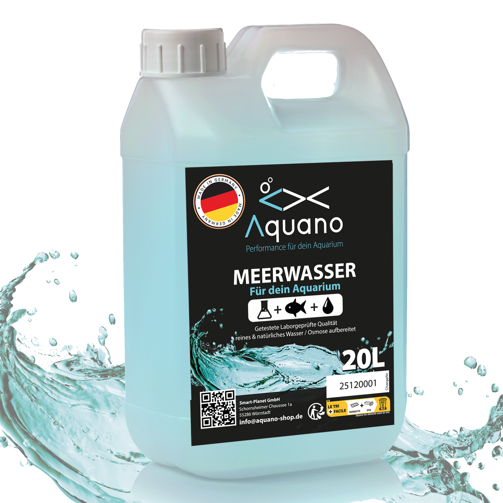 Premium Meerwasser 20L - Laborgeprüft - Aquano - Performance für dein Aquarium