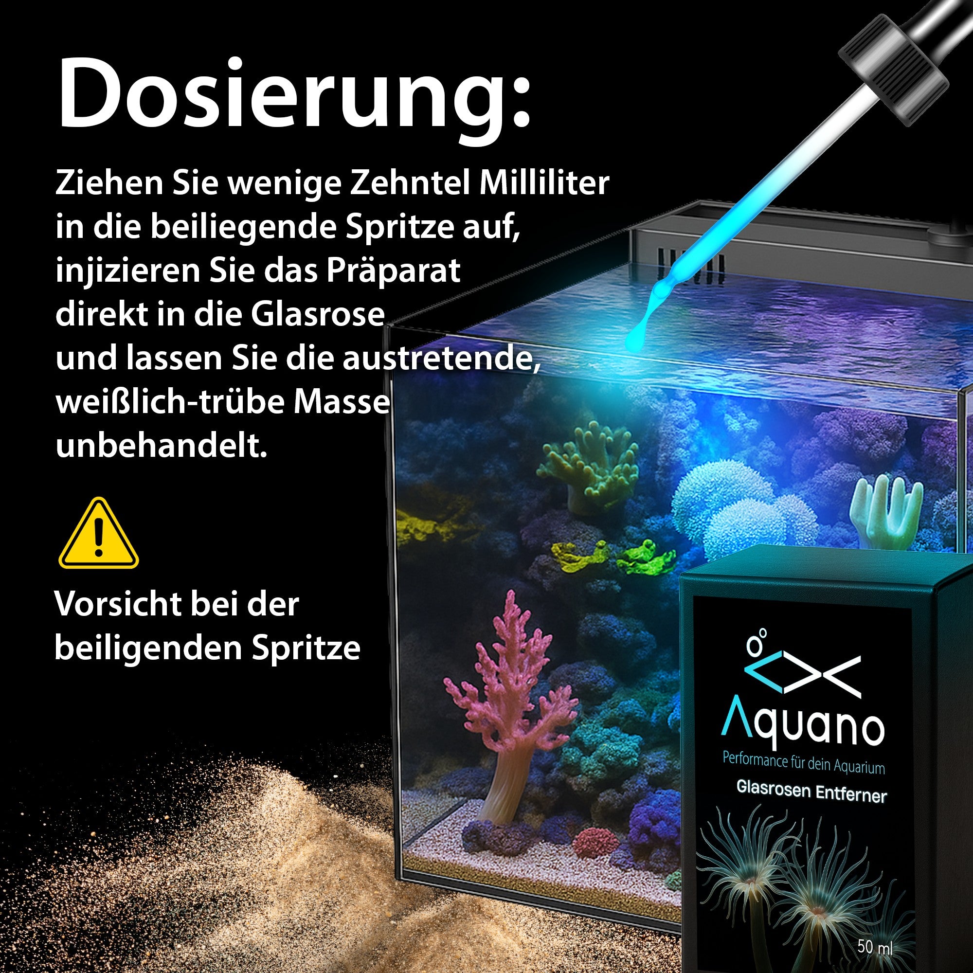 Glasrosen Entferner 50 ml mit Spritze - Aquano - Performance für dein Aquarium