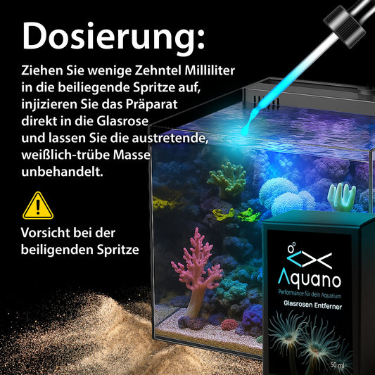 Glasrosen Entferner 50 ml mit Spritze - Aquano - Performance für dein Aquarium