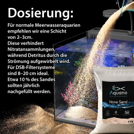 Nova Sand 3Kg – Feiner, weißer Bodengrund für Meerwasseraquarien - Aquano - Performance für dein Aquarium